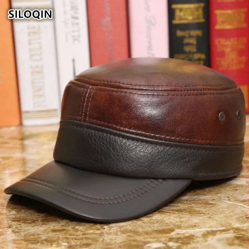 SILOQIN Genuine Leather Hat Men Women Autumn Winter Cowhide Military Hats Adjustable Earmuffs Flat Caps Motion Leisure Bone Cap
SILOQIN Genuine Leather Hat Men Women Autumn Winter Cowhide Military Hats Adjustable Earmuffs Flat Caps Motion Leisure Bone Cap