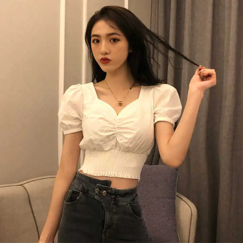 Женская футболка в стиле ретро, яркий короткий топ с квадратным вырезом и пышными рукавами, Универсальный однотонный топ с коротким рукавом...
Женская футболка в стиле ретро, яркий короткий топ с квадратным вырезом и пышными рукавами, Универсальный однотонный топ с коротким рукавом...