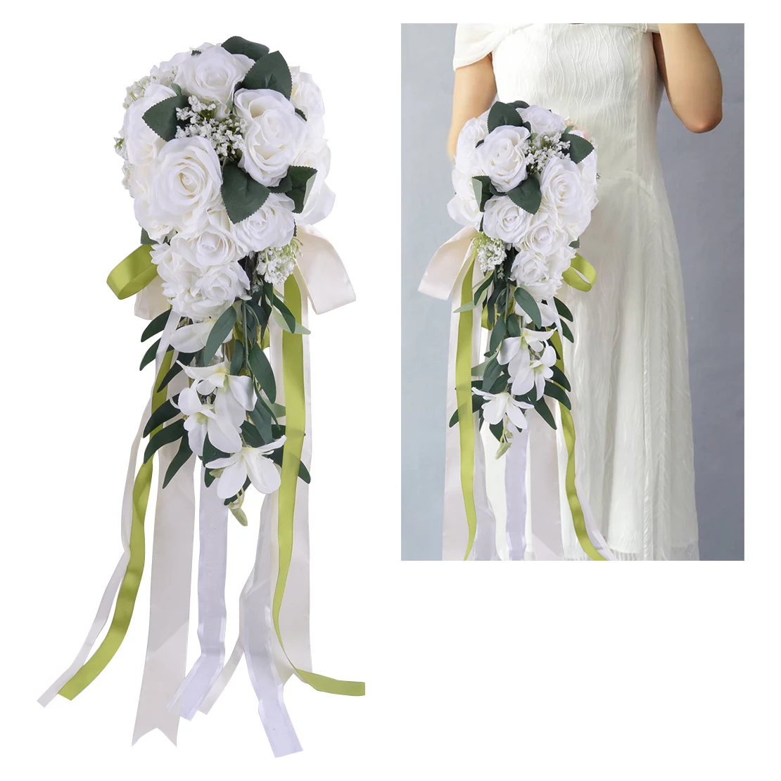 White Wedding Hand Bouquet Bridal Holding Artificial Flowers Cloth 45x19cm Romantic For Floral Arrangements Photography Props
White Wedding Hand Bouquet Bridal Holding Artificial Flowers Cloth 45x19cm Romantic For Floral Arrangements Photography Props