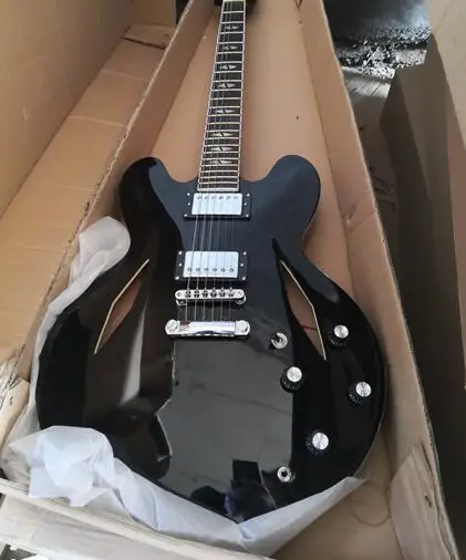 

Китайская фабрика по производству гитар custom 335 черная полуполый корпус двойное f-образное отверстие jazz электрическая гитара высшего качест...