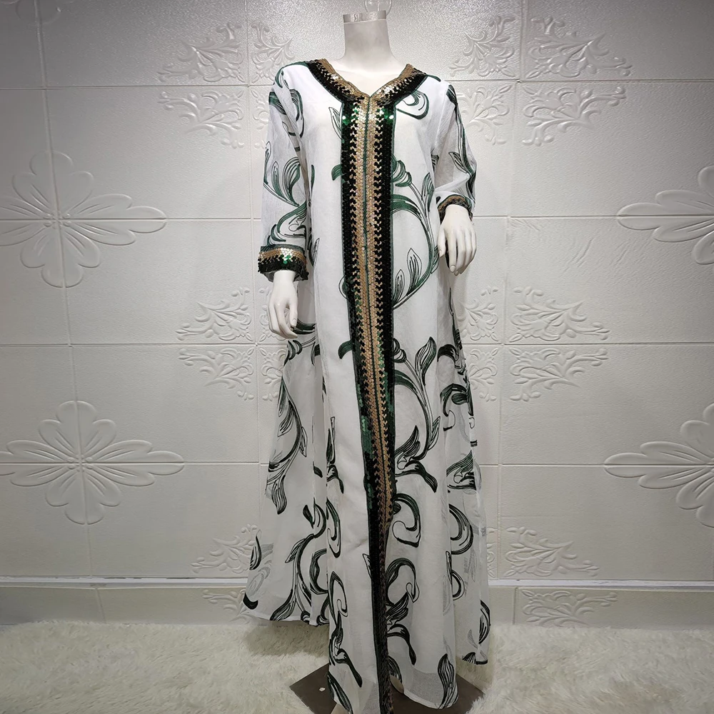 Siskakia Quality Sequins Embroidered Abaya Dress for Women V Neck 3/4 Sleeve Duabi Arabic Turkey Moroccan Kaftan Muslim Clothes
Siskakia Quality Sequins Embroidered Abaya Dress for Women V Neck 3/4 Sleeve Duabi Arabic Turkey Moroccan Kaftan Muslim Clothes