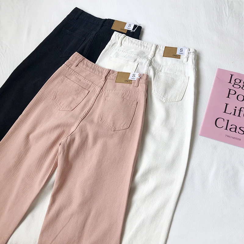 Autumn Pink Women Boyfriend Jeans High Waist Cotton Black White Korean Style Female Denim Pants Wide Leg Jeans
Autumn Pink Women Boyfriend Jeans High Waist Cotton Black White Korean Style Female Denim Pants Wide Leg Jeans