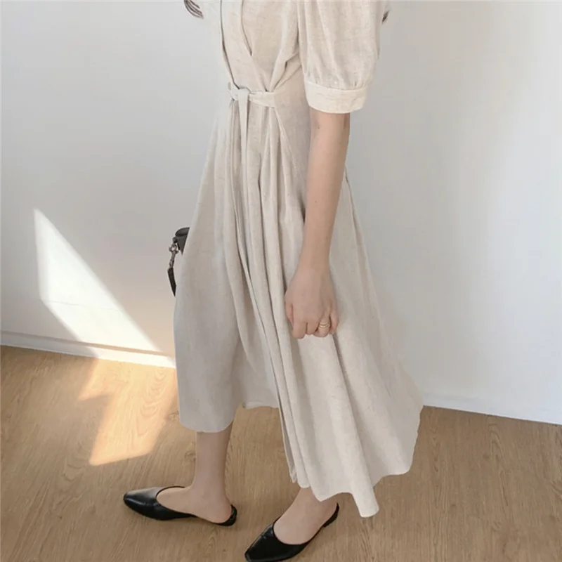 New 2021 Women Summer Shirt Dresses Elegant Vintage Korean High Waist Cotton and Linen Draped Lady Long Dress E756
New 2021 Women Summer Shirt Dresses Elegant Vintage Korean High Waist Cotton and Linen Draped Lady Long Dress E756