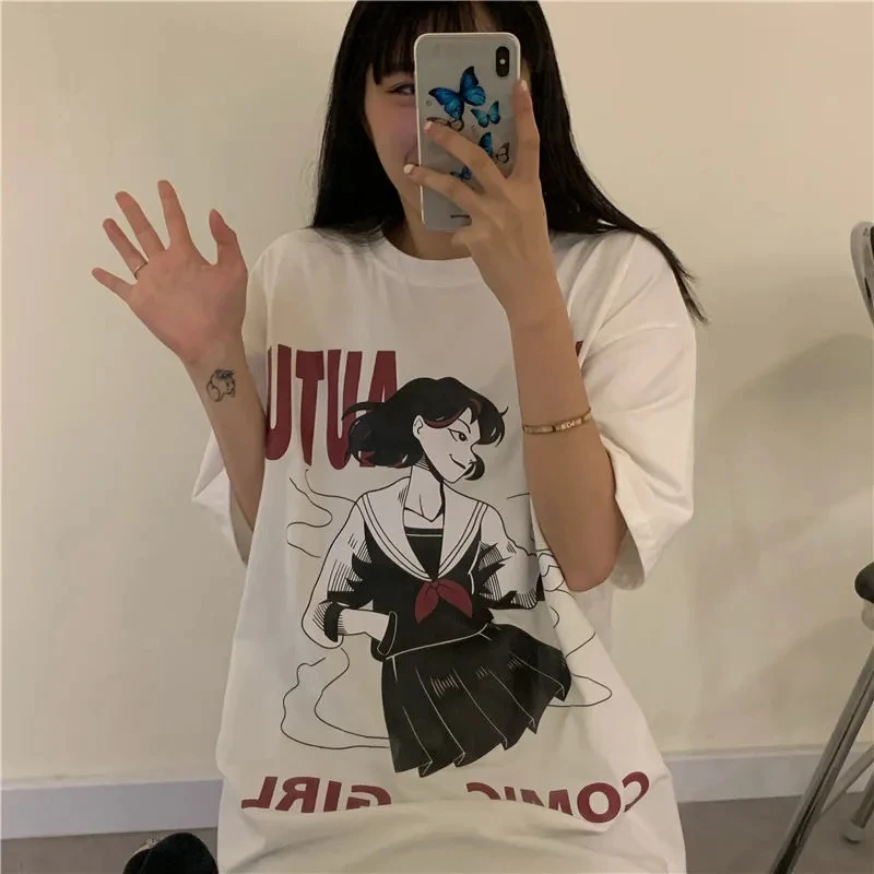 O-neck T-shirt women Harajuku japan style Sweet Girls Tops tee E-girl Y2K clothes goth top Summer street Print Short Sleeve
O-neck T-shirt women Harajuku japan style Sweet Girls Tops tee E-girl Y2K clothes goth top Summer street Print Short Sleeve