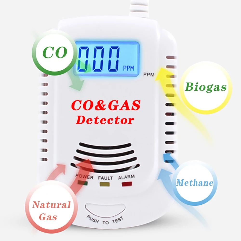 2 in 1 Combustible Natural Gas Leak Detector Carbon Monoxide Sensor LCD Display Two Power Supply Methods Alarm System For Home
2 in 1 Combustible Natural Gas Leak Detector Carbon Monoxide Sensor LCD Display Two Power Supply Methods Alarm System For Home