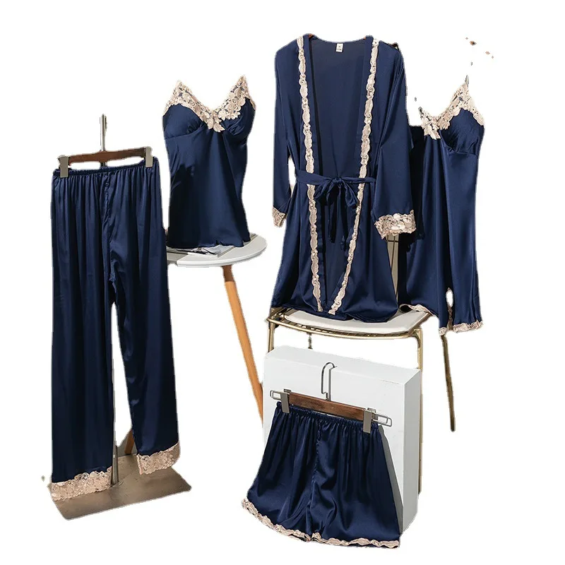 Five-Piece Suspender Pajamas Women's Summer Chiffon Satin Home Wear Ice Silk Lace Nightdress
Five-Piece Suspender Pajamas Women's Summer Chiffon Satin Home Wear Ice Silk Lace Nightdress