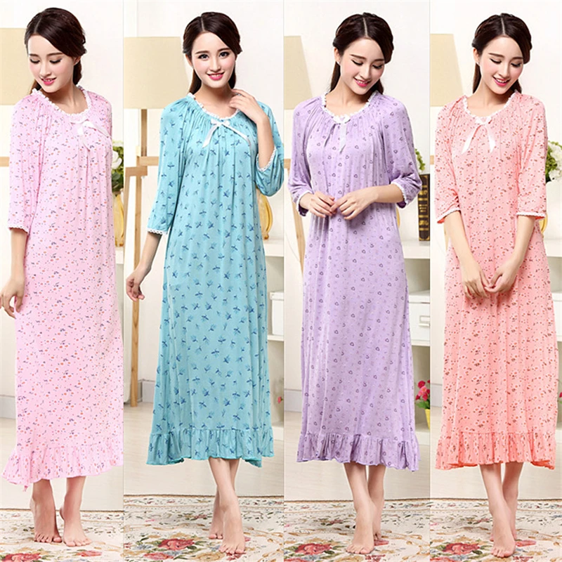 Nightdress Homewear Lady Fresh Modal Long Loose Breathable Yukata Sexy night gown Night Clothes халатик женский hot sale new |