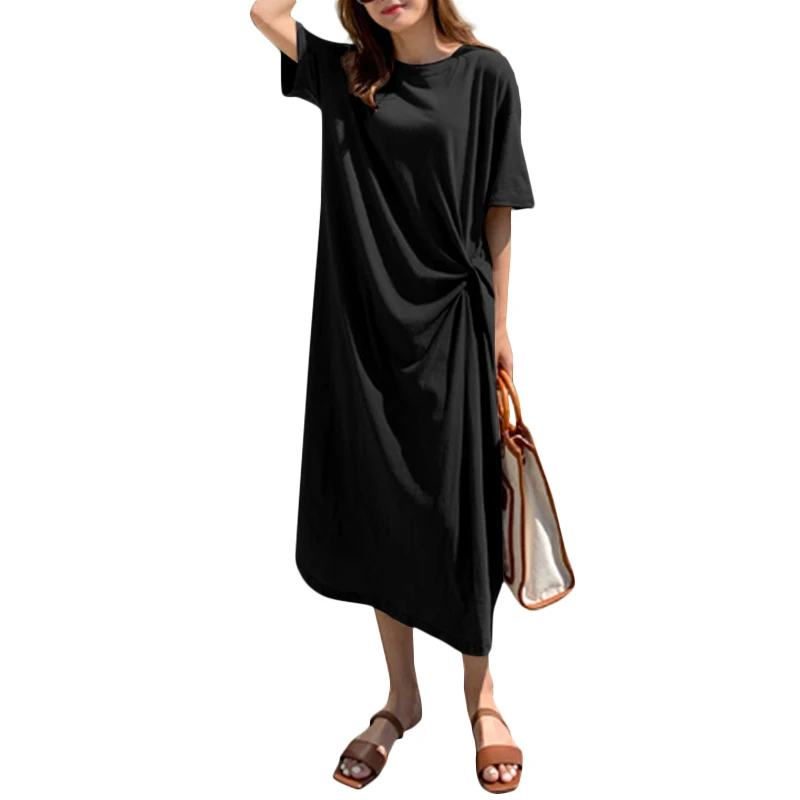 Elegant Solid Robe Women T Shirt Dress 2021 Summer Pleated Loose Vestido Casual Short Sleeve Fitting Dresses Plu Size 5XL
Elegant Solid Robe Women T Shirt Dress 2021 Summer Pleated Loose Vestido Casual Short Sleeve Fitting Dresses Plu Size 5XL