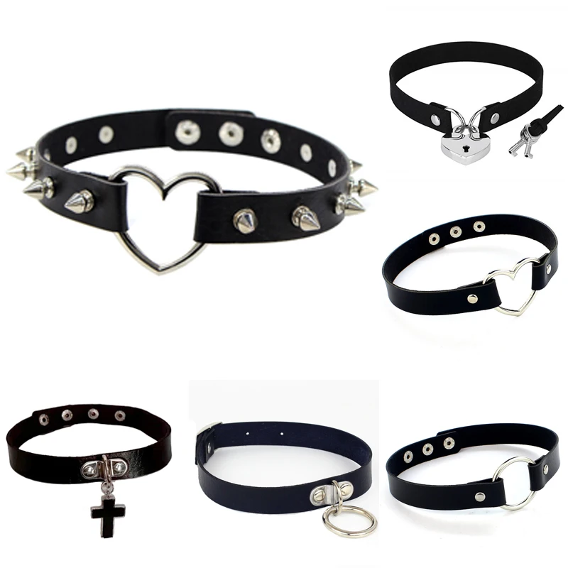 Punk Rock Heart lock key Circle Gothic Chokers Women Men Pu Leather Spike Rivet Collar Choker Necklace Statement Jewelry
Punk Rock Heart lock key Circle Gothic Chokers Women Men Pu Leather Spike Rivet Collar Choker Necklace Statement Jewelry