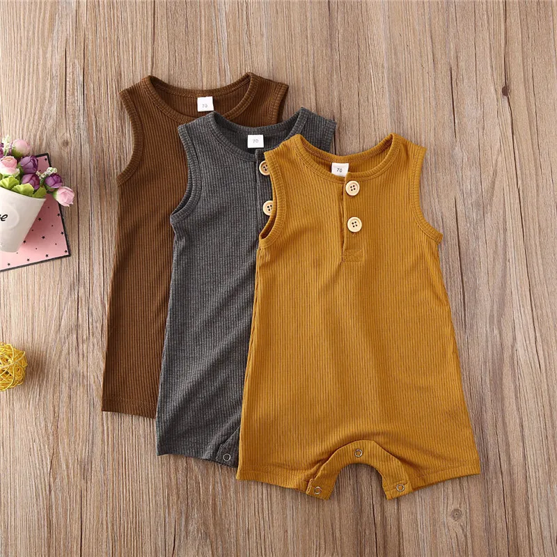 New 2020 Newborn Infant Baby Girl Boy Solid Romper Summer Solid Color Button Jumpsuit Sleeveless Playsuit Outfit 0-18M Sunsuit
New 2020 Newborn Infant Baby Girl Boy Solid Romper Summer Solid Color Button Jumpsuit Sleeveless Playsuit Outfit 0-18M Sunsuit