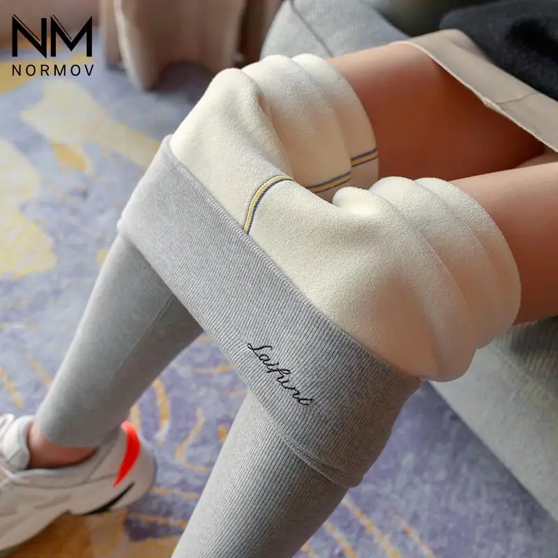 

NORMOV Winter Velvet Women Leggings Black High Waist Cotton Pants Elasticity Casual External Wear Warm Leggings Women