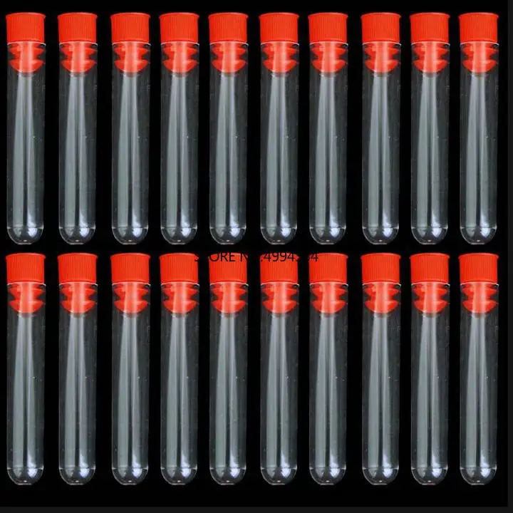 20pcs 12x60mm Clear Plastic test tubes with plastic blue/red stopper push cap lids for school experiments and tests
20pcs 12x60mm Clear Plastic test tubes with plastic blue/red stopper push cap lids for school experiments and tests