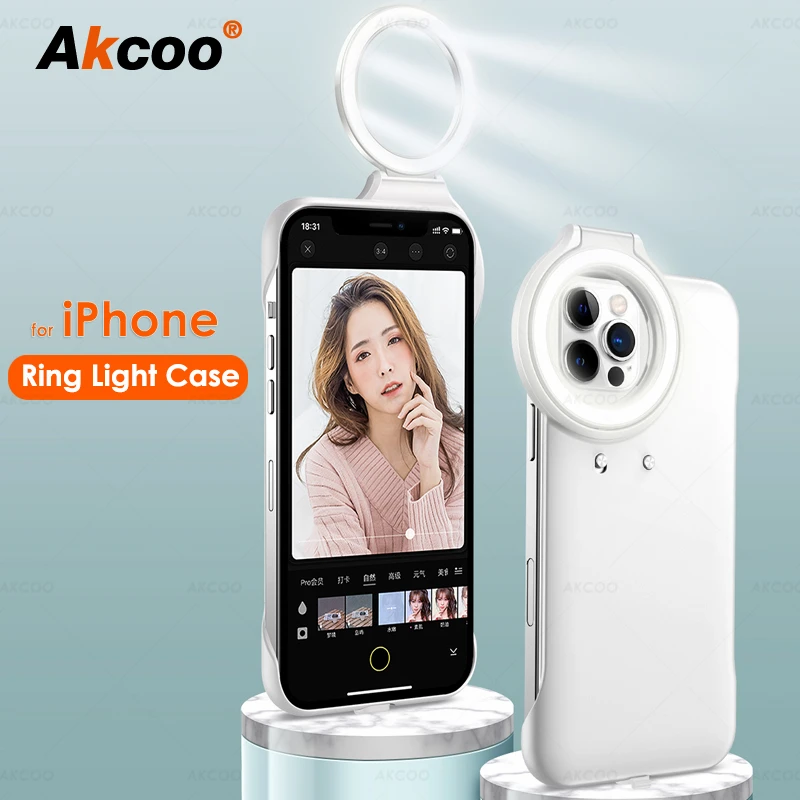 Кольцевой светильник Akcoo для iPhone 12 Pro, чехол со светодиодной подсветкой для селфи, чехол для iPhone 12, чехол с подсветкой для прямой трансляции
Кольцевой светильник Akcoo для iPhone 12 Pro, чехол со светодиодной подсветкой для селфи, чехол для iPhone 12, чехол с подсветкой для прямой трансляции