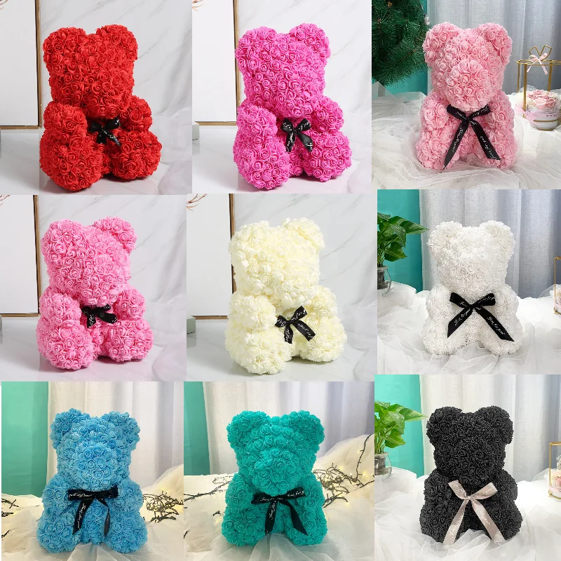 

Dropshipping 25cm/40cm Teddy Rose Bear Artificial Flower Rose of Bear Christmas Decoration for Home Valentines Women Gifts