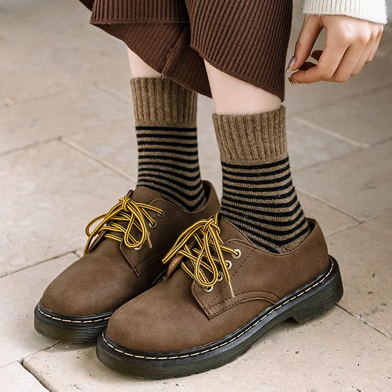 Fashion Striped Woolen Socks Winter Thicken Warm Woman Socks Japanese Kawaii Cute Harajuku Retro Streetwear Thermal Long Socks
Fashion Striped Woolen Socks Winter Thicken Warm Woman Socks Japanese Kawaii Cute Harajuku Retro Streetwear Thermal Long Socks