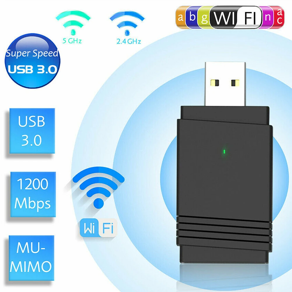 Network Card for Laptop Desktop PC 1200Mbps 2.4G 5.8G Dual Band USB Wireless Wifi Adapter USB 3.0 Interface 802.11AC High Speed
Network Card for Laptop Desktop PC 1200Mbps 2.4G 5.8G Dual Band USB Wireless Wifi Adapter USB 3.0 Interface 802.11AC High Speed