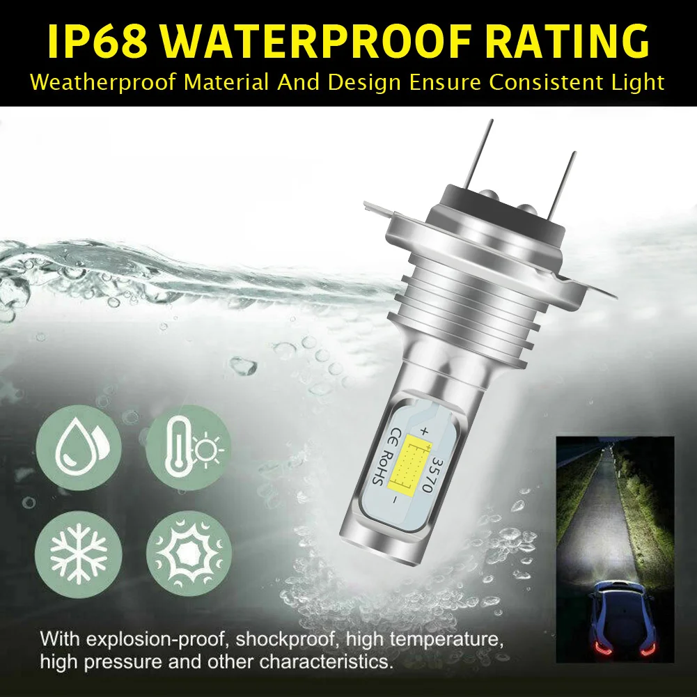 New 2 Pcs H7 LED Headlight Kit Fog Light Festoon 80W 10000LM High Or Low Beam Bulbs 6000K White IP68 Waterproof Car Accessories
New 2 Pcs H7 LED Headlight Kit Fog Light Festoon 80W 10000LM High Or Low Beam Bulbs 6000K White IP68 Waterproof Car Accessories