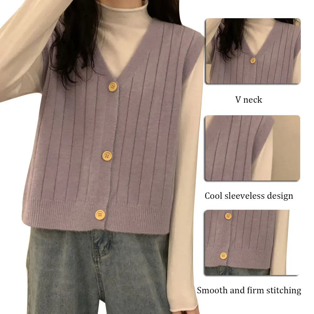 Vintage V-neck Knitted Vest Sweater Women Sleeveless Pullover Elasticity Sweater Loose Female Casual Knitted Vest 2020
Vintage V-neck Knitted Vest Sweater Women Sleeveless Pullover Elasticity Sweater Loose Female Casual Knitted Vest 2020