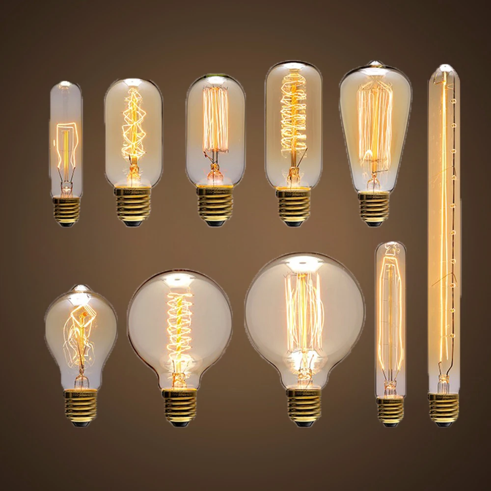 Ретро Edison led светильник лампочка E27 220 В 40 Вт ST64 G80 G95 T10 T45 T185 A19 Винтаж творческий