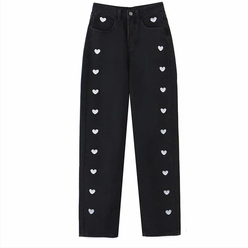 2021 Spring Autumn New Black Love Embroidered Design High Waist Slimming Jeans New Women's Pants Casual Simple Straight Trousers
2021 Spring Autumn New Black Love Embroidered Design High Waist Slimming Jeans New Women's Pants Casual Simple Straight Trousers