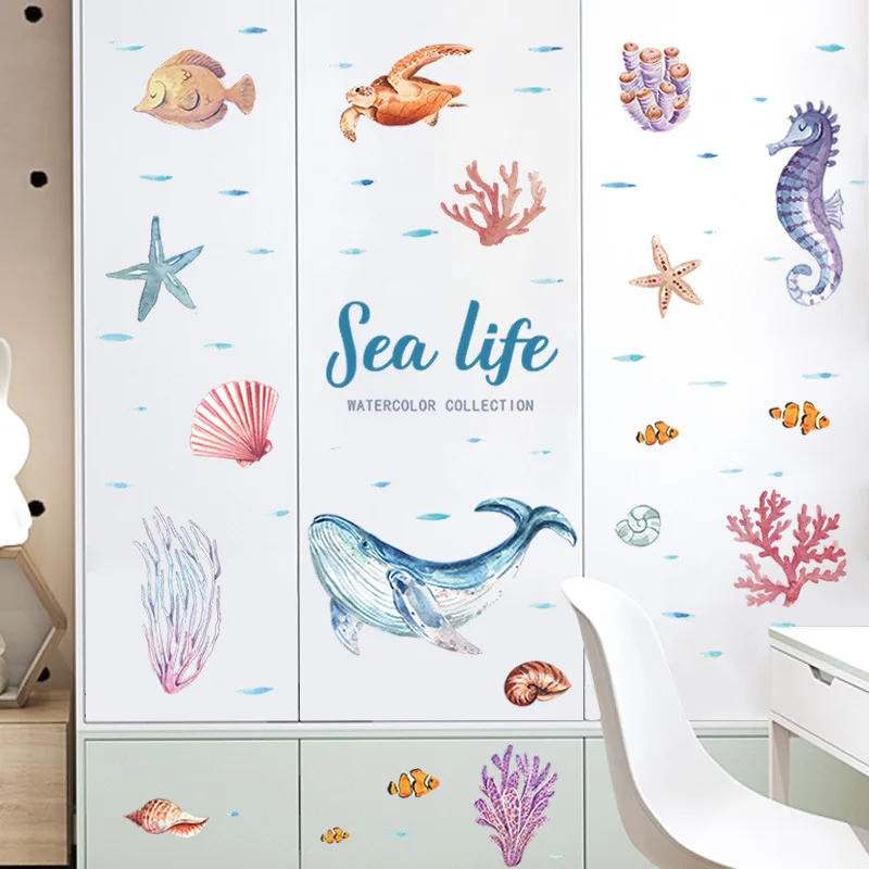 Large Bathroom Wall Sticker Shell Sea World Ocean Animal Dolphin Turtle Self Adhesive PVC Sticker for Kids Rooms Home Decoration
Large Bathroom Wall Sticker Shell Sea World Ocean Animal Dolphin Turtle Self Adhesive PVC Sticker for Kids Rooms Home Decoration