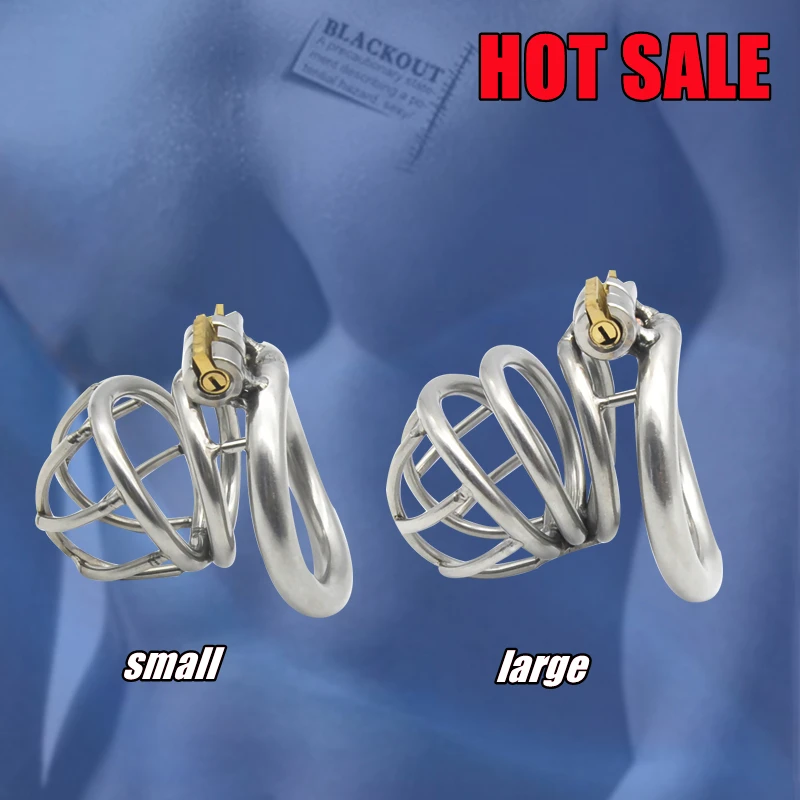 

BLACKOUT 316 Male Stainless Steel Chastity Device Small/Standard Cock Cage Curved Penis Ring with Stealth Lock Adult Sex Toys