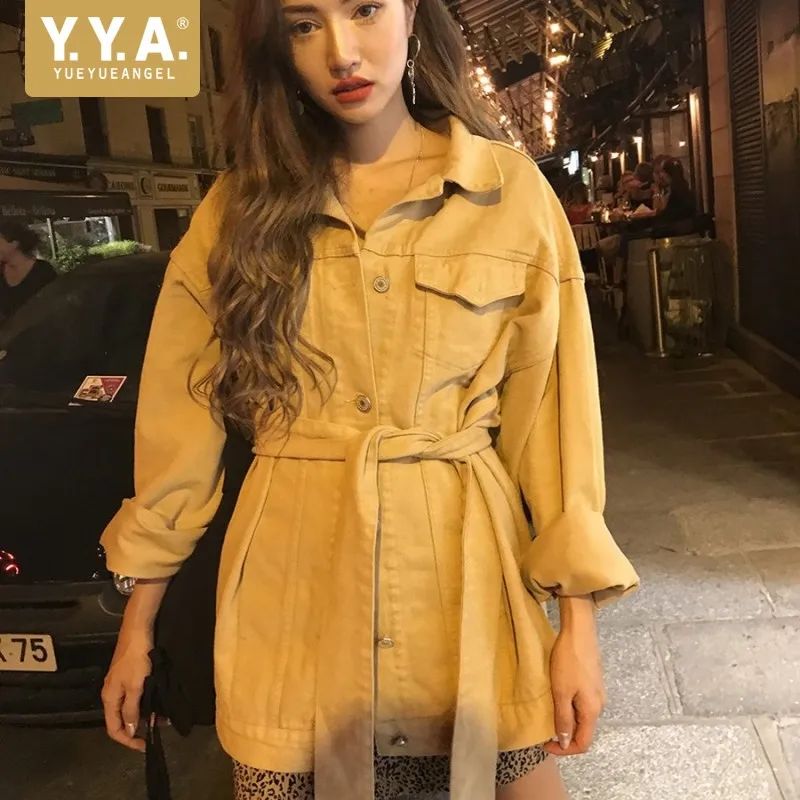 New Autumn Clothing Turn-down Collar Denim Jacket Single Breasted Waist Wide Belts Slim Lady Coat Oversized Mid Long Jacket
New Autumn Clothing Turn-down Collar Denim Jacket Single Breasted Waist Wide Belts Slim Lady Coat Oversized Mid Long Jacket