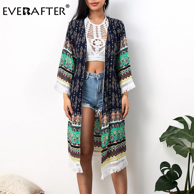 EVERAFTER Beach Cover Up Elegant Boho Floral Print Blouse Women Tassel Summer Vintage Kimono Long Beach Chiffon Blouse Tops
EVERAFTER Beach Cover Up Elegant Boho Floral Print Blouse Women Tassel Summer Vintage Kimono Long Beach Chiffon Blouse Tops