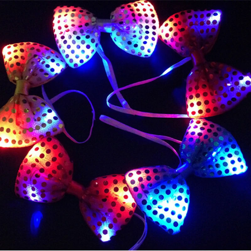 

30PCS Halloween Christmas Wedding Party Glowing tie light up toy Female/Male flashing led bow tie dancing stage decoration