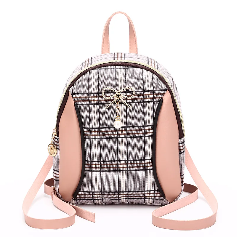 Women's bag Korean printing color contrast lattice backpack 2021 spring summer college style bow decoration zero wallet ladies 
Women's bag Korean printing color contrast lattice backpack 2021 spring summer college style bow decoration zero wallet ladies