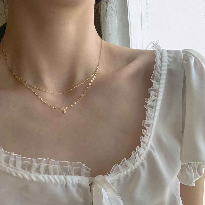 925 Sterling Silver Double Layer Necklace Elegant Sequin Zircon Choker Necklace for Women Fine Silver 925 Jewelry Charm
925 Sterling Silver Double Layer Necklace Elegant Sequin Zircon Choker Necklace for Women Fine Silver 925 Jewelry Charm