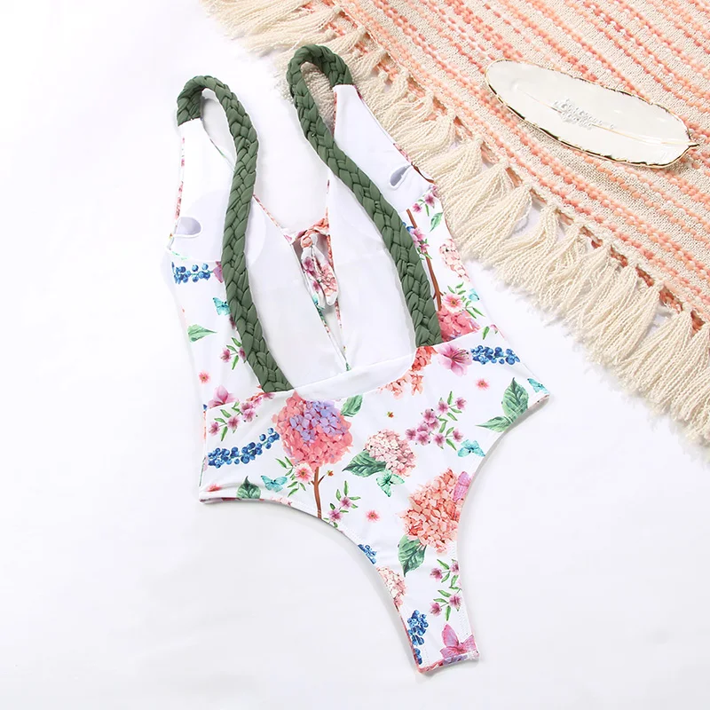 Floral Print Swimsuit Feminino 2021 Bikini Bandage Biquini Backless Monokini Deep V Neck Swimwear Women One-Piece-Suits Beach
Floral Print Swimsuit Feminino 2021 Bikini Bandage Biquini Backless Monokini Deep V Neck Swimwear Women One-Piece-Suits Beach