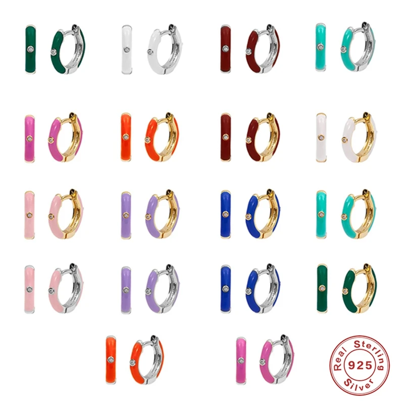 925 Sterling Silver Gold Fashion Pink Purple White Rose Red Enamel Hoop Earrings Women Charming Jewelry Wholesale errings women
925 Sterling Silver Gold Fashion Pink Purple White Rose Red Enamel Hoop Earrings Women Charming Jewelry Wholesale errings women
