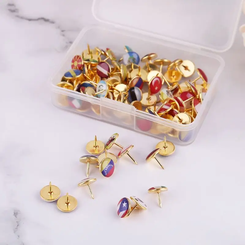 100pcs/box Map Tacks National Flag Glue Thumbtack Push Pins Notice Board Markers Office School Supply
100pcs/box Map Tacks National Flag Glue Thumbtack Push Pins Notice Board Markers Office School Supply