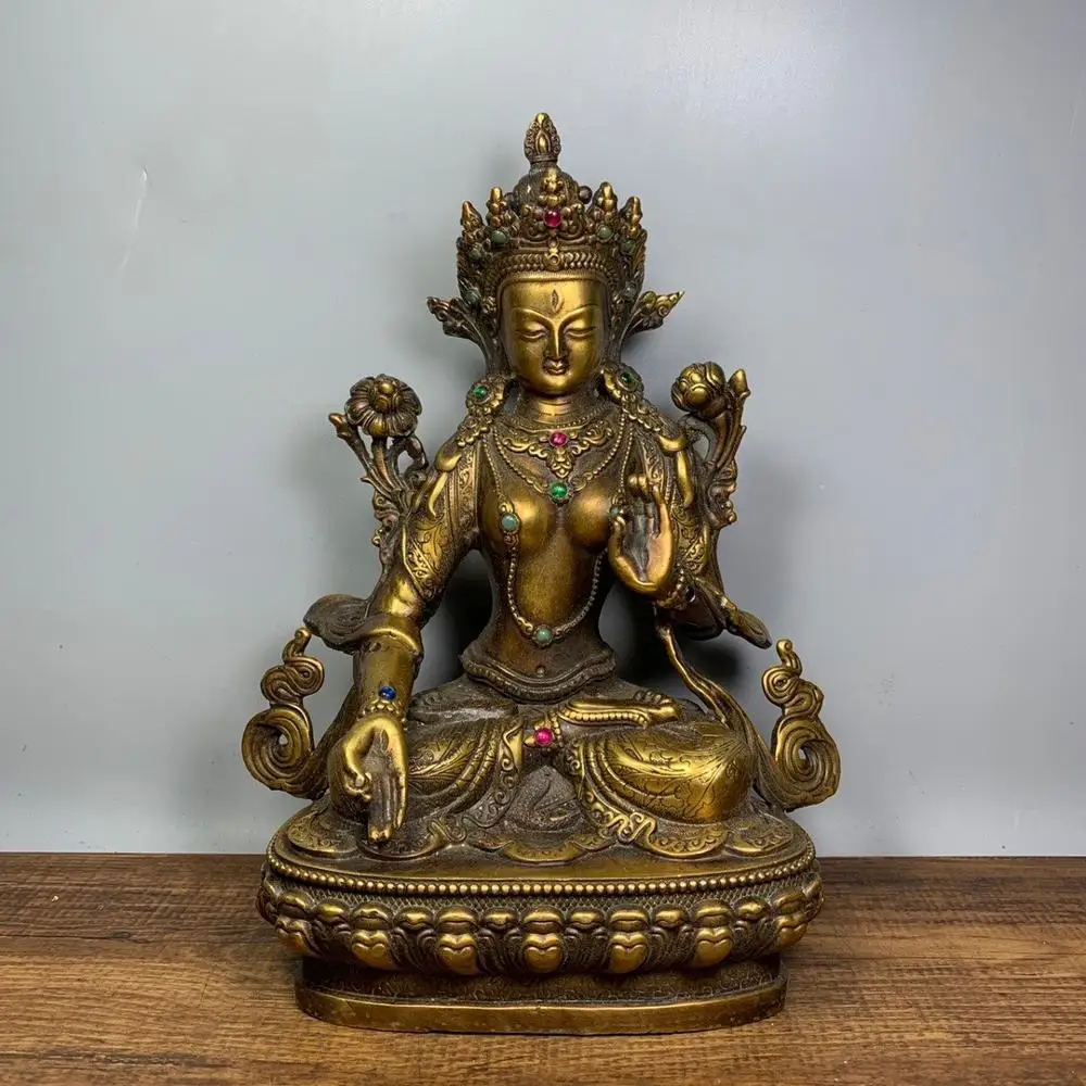 Home Decor 8"Tibet Buddhism Temple Old Bronze gem Green Tara Buddha Statue Guanyin Bodhisattva statue Enshrine the Buddha
Home Decor 8"Tibet Buddhism Temple Old Bronze gem Green Tara Buddha Statue Guanyin Bodhisattva statue Enshrine the Buddha