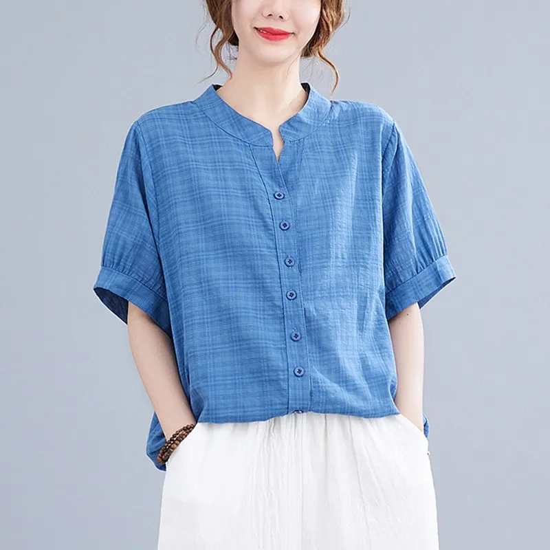 Women Summer Cotton Linen Casual Shirts New Arrival 2021 Simple Style V-neck Solid Color All-match Loose Female Tops Tees B387
Women Summer Cotton Linen Casual Shirts New Arrival 2021 Simple Style V-neck Solid Color All-match Loose Female Tops Tees B387