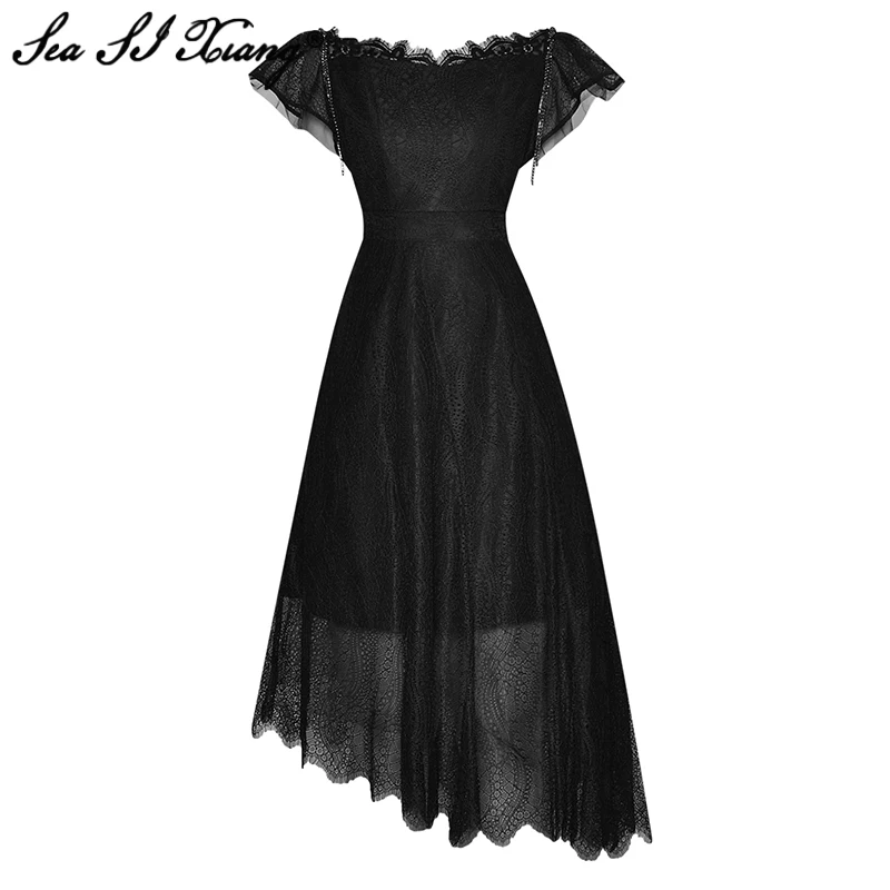 Модное дизайнерское летнее кружевное платье Seasixiang, женские асимметричные платья с вырезом лодочкой, летними рукавами и бисером
Модное дизайнерское летнее кружевное платье Seasixiang, женские асимметричные платья с вырезом лодочкой, летними рукавами и бисером