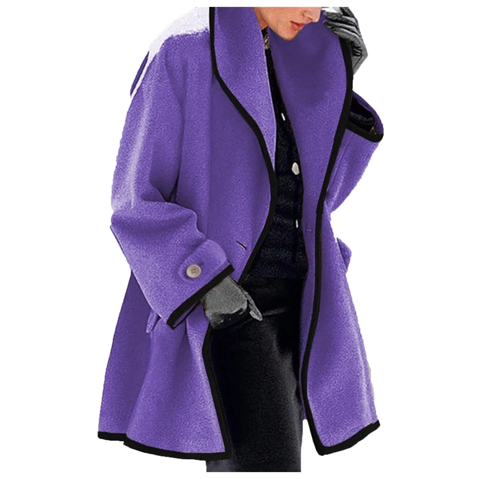 Женское теплое пальто повседневное облегающее длинное верхняя одежда шерстяное
