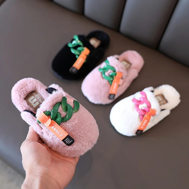 Girls Slippers Fashion Autumn Winter Kids Colorful Plastic Chain Warm Flock Comfortable Rubber Indoor Toddle Princess Slippers
Girls Slippers Fashion Autumn Winter Kids Colorful Plastic Chain Warm Flock Comfortable Rubber Indoor Toddle Princess Slippers