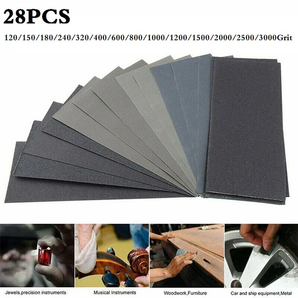 28Pcs 9x3.6 Inch/225x90mm Dry Wet SandPaper Sheet 120-3000 Grit Metal Glass Ceramic Wood Jewelry Wall Polishing Pad Grinding Too
28Pcs 9x3.6 Inch/225x90mm Dry Wet SandPaper Sheet 120-3000 Grit Metal Glass Ceramic Wood Jewelry Wall Polishing Pad Grinding Too