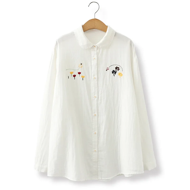 2147 Simple Embroidery Floral Women White Shirts Pure Cotton Fresh Style Sweet Gril Casual Loose Beach Daily Female Thin Coats
2147 Simple Embroidery Floral Women White Shirts Pure Cotton Fresh Style Sweet Gril Casual Loose Beach Daily Female Thin Coats