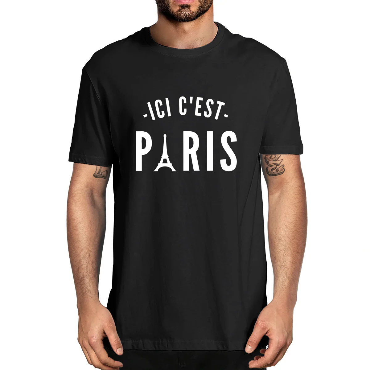 

100% Cotton This Is Paris Ici C'est Paris Funny Summer Men's Short Sleeve Novelty T-Shirt Women Casual Streetwear Tee EU Size