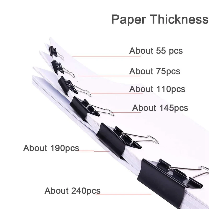120Pcs Binder Clips Paper Clamps Assorted Paper Binder Clips Fold Back Clips for Office, School and Home Supplies, Black
120Pcs Binder Clips Paper Clamps Assorted Paper Binder Clips Fold Back Clips for Office, School and Home Supplies, Black
