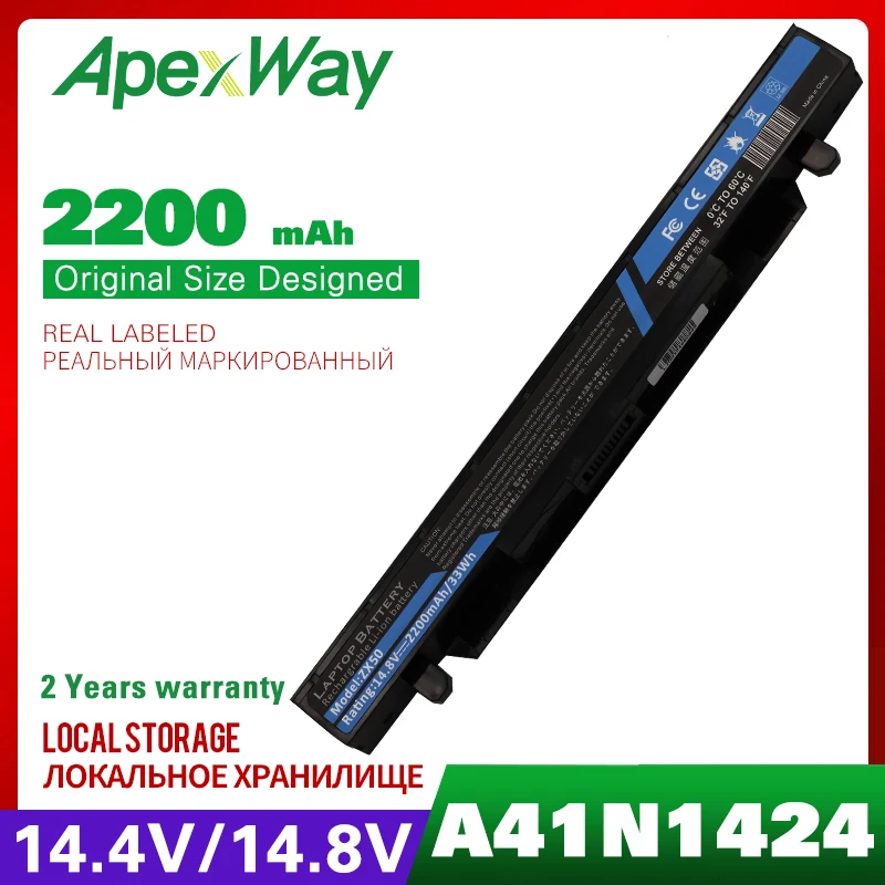 Apexway A41N1424 Laptop Battery for ASUS ROG ZX50 ZX50J ZX50JX ZX50V ZX50VW GL552 GL552VW GL552J GL552JX GL552V
Apexway A41N1424 Laptop Battery for ASUS ROG ZX50 ZX50J ZX50JX ZX50V ZX50VW GL552 GL552VW GL552J GL552JX GL552V