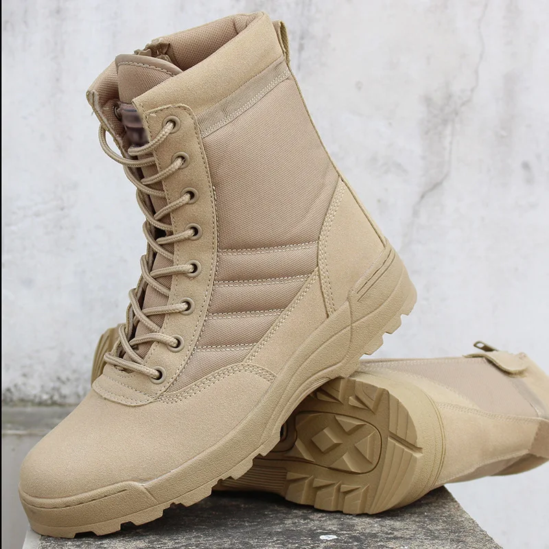 

2021NEW Men Military Combat Boots Waterproof Hiking Travel Shoes Work Shoes Army Tactical Shoes breathable Man Sneakers Desert