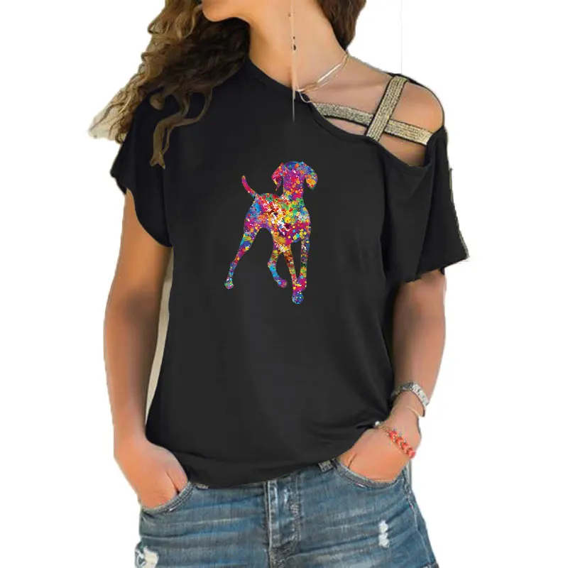 Summer Hungarian Vizsla Dog Watercolor Print Funny Teeshirt Women Short sleeve Loose Irregular Skew Cross Bandage Tops Tee
Summer Hungarian Vizsla Dog Watercolor Print Funny Teeshirt Women Short sleeve Loose Irregular Skew Cross Bandage Tops Tee