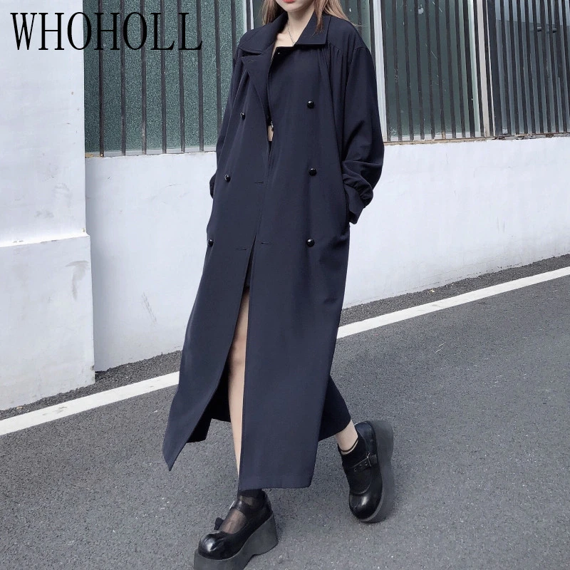 

2020 Autumn New Arrival Women's Long Coat Female Double Brasted Slim Windbreaker Korean Belted Trench Coat Ladies Outwear