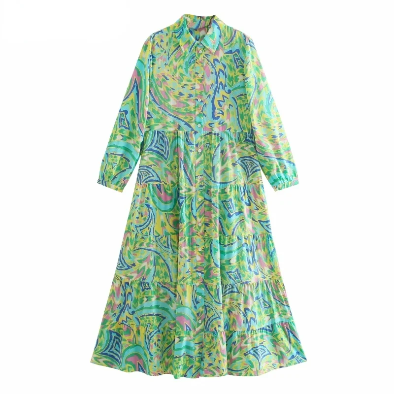 FAKUNTN Women Vintage Totem Floral Print Pleats Shirt Dress Female Single Breasted Graffiti Chic A Line Midi Dress
FAKUNTN Women Vintage Totem Floral Print Pleats Shirt Dress Female Single Breasted Graffiti Chic A Line Midi Dress