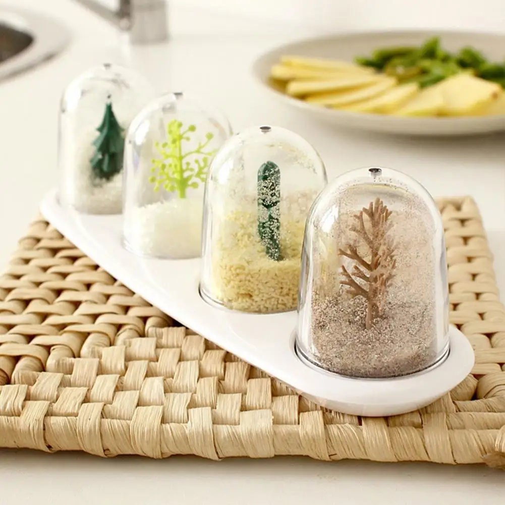 4Pcs/Set Spice Jar Cute Transparent PP Four Seasons Plant Animals Spice Jar for Herb 
4Pcs/Set Spice Jar Cute Transparent PP Four Seasons Plant Animals Spice Jar for Herb