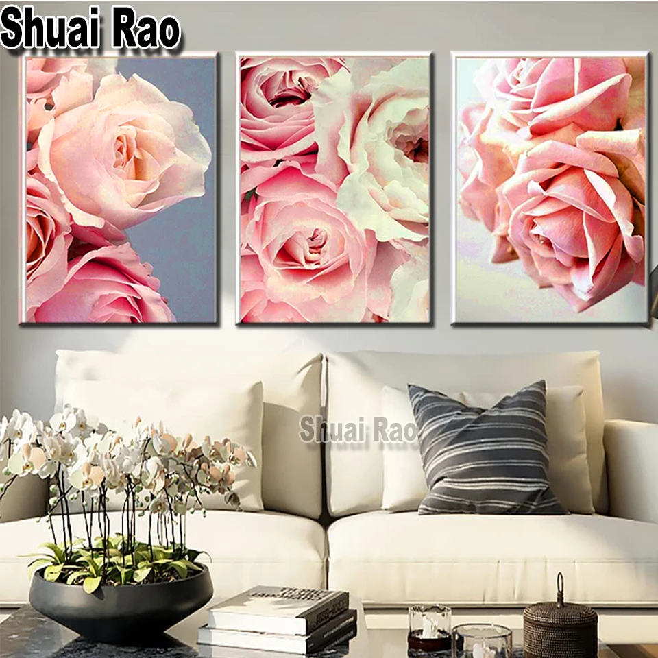 3 pcs/set Pink Rose flowers cross stitch diamond painting full square drill diamond embroidery triptych Mosaic Diamond Crystal,
3 pcs/set Pink Rose flowers cross stitch diamond painting full square drill diamond embroidery triptych Mosaic Diamond Crystal,